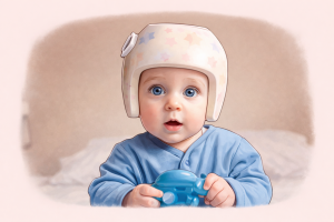 bébé avec une orthèse cranienne