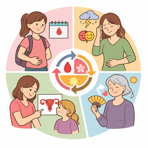 une roue avec la vie du cycle menstruel de la femme