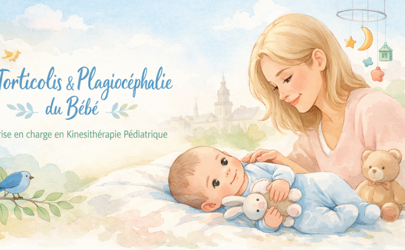 un bébé avec la tête tournée d'un coté et sa maman