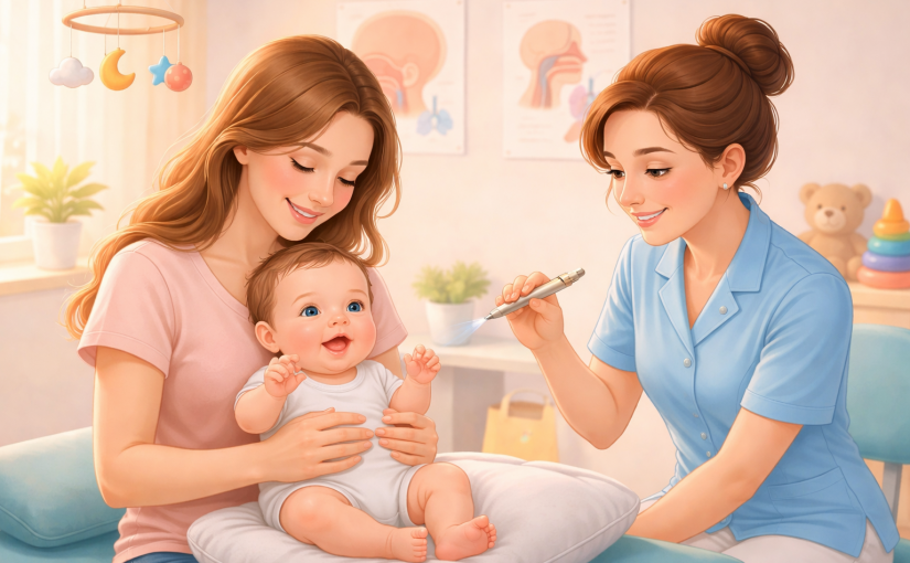 consultation douce d'un nourrisson avec sa maman